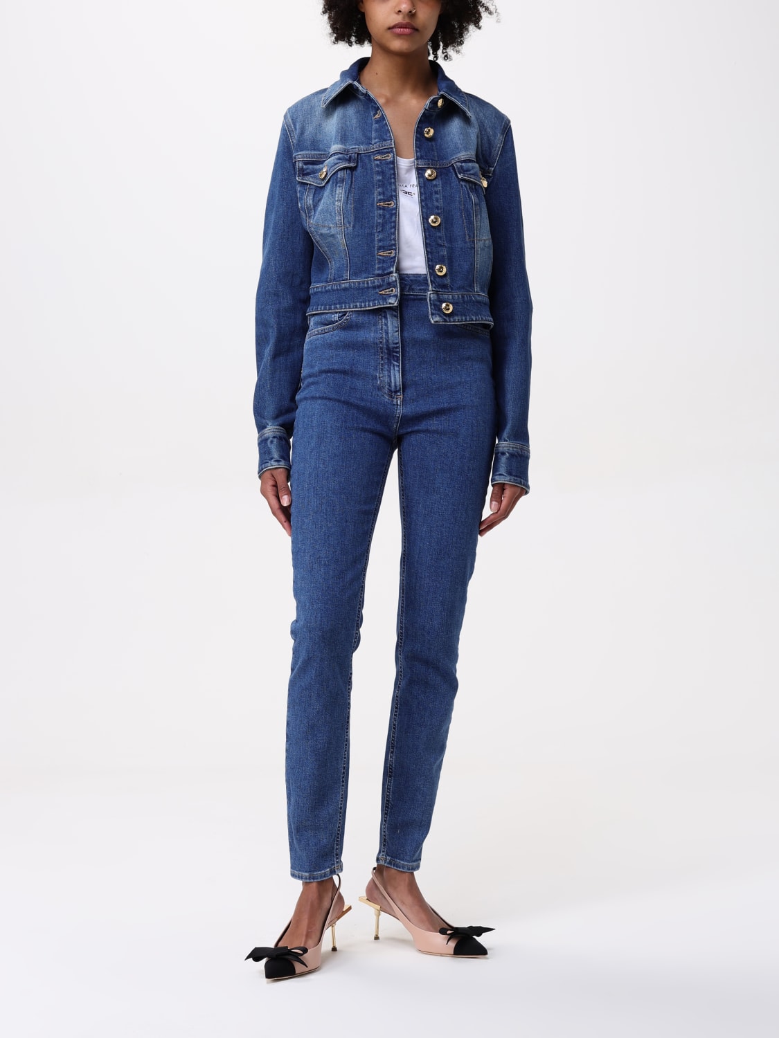 ジャケット ELISABETTA FRANCHI Woman Jacket Blue BJ37I 139 ELISABETTA FRANCHI: Coat woman - Blue | Elisabetta Franchi