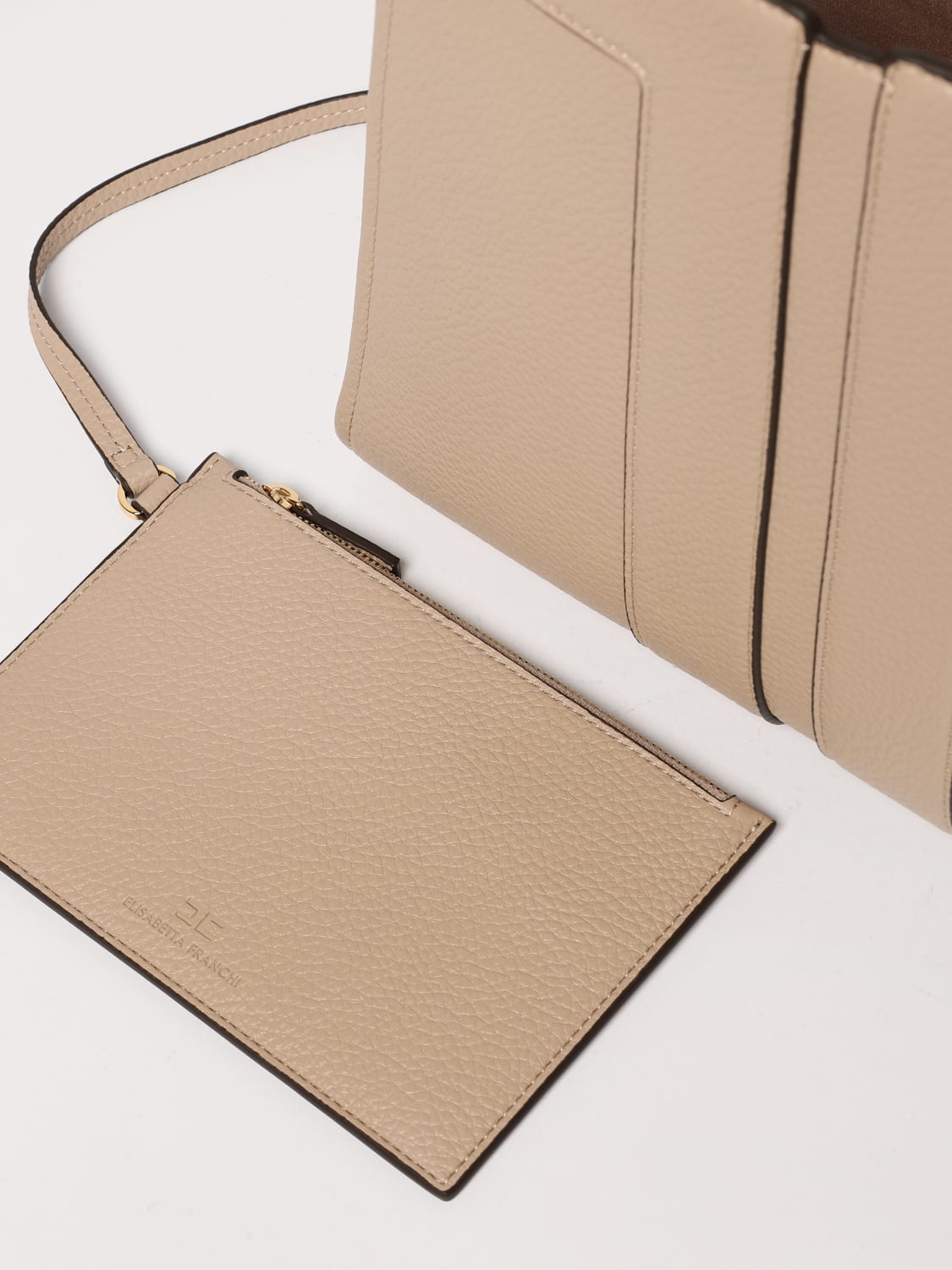 ELISABETTA FRANCHI BORSA A MANO: Borsa Elisabetta Franchi in pelle sintetica a grana, Grigio - Img 3