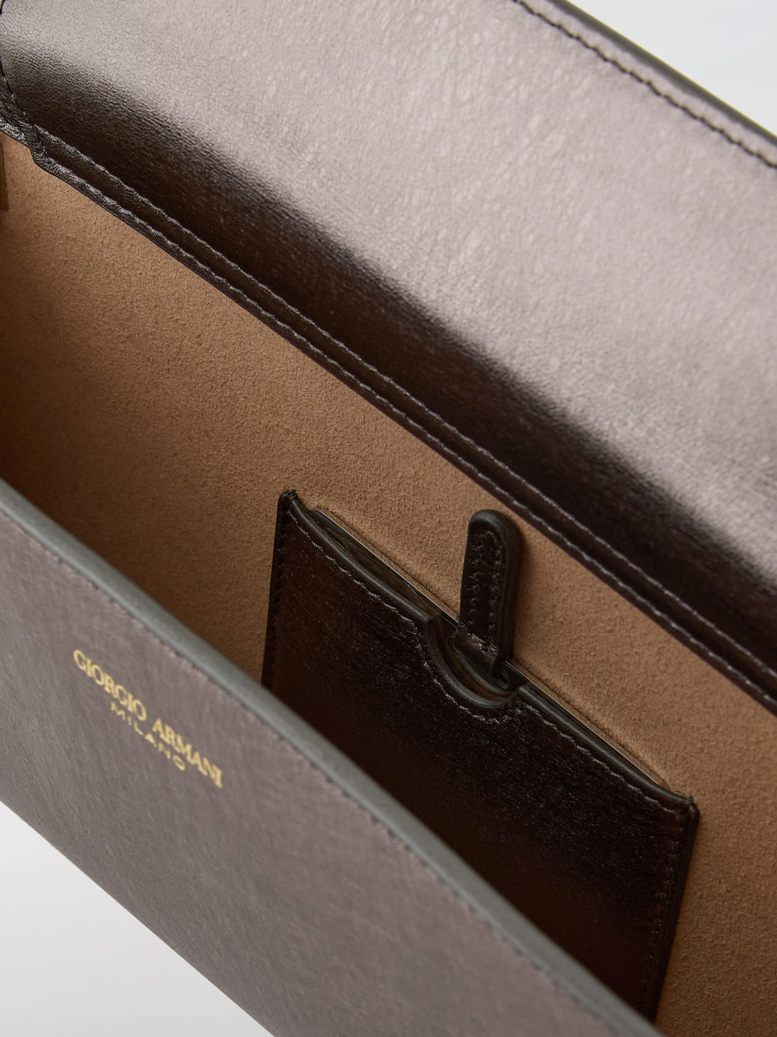 クラッチバッグ GIORGIO ARMANI Woman Clutch Grey GW000707AF15594 U8070 Lamé leather la Prima horizontal clutch bag | Giorgio Armani