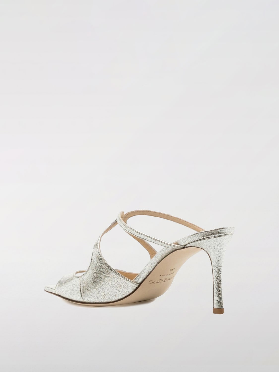 シューズ・サンダルその他 JIMMY CHOO Woman Heeled sandals Nude ANISE75GLE CHAMPAGNE Champagne Glitter Leather Mules | ANISE 75 | Spring 2022
