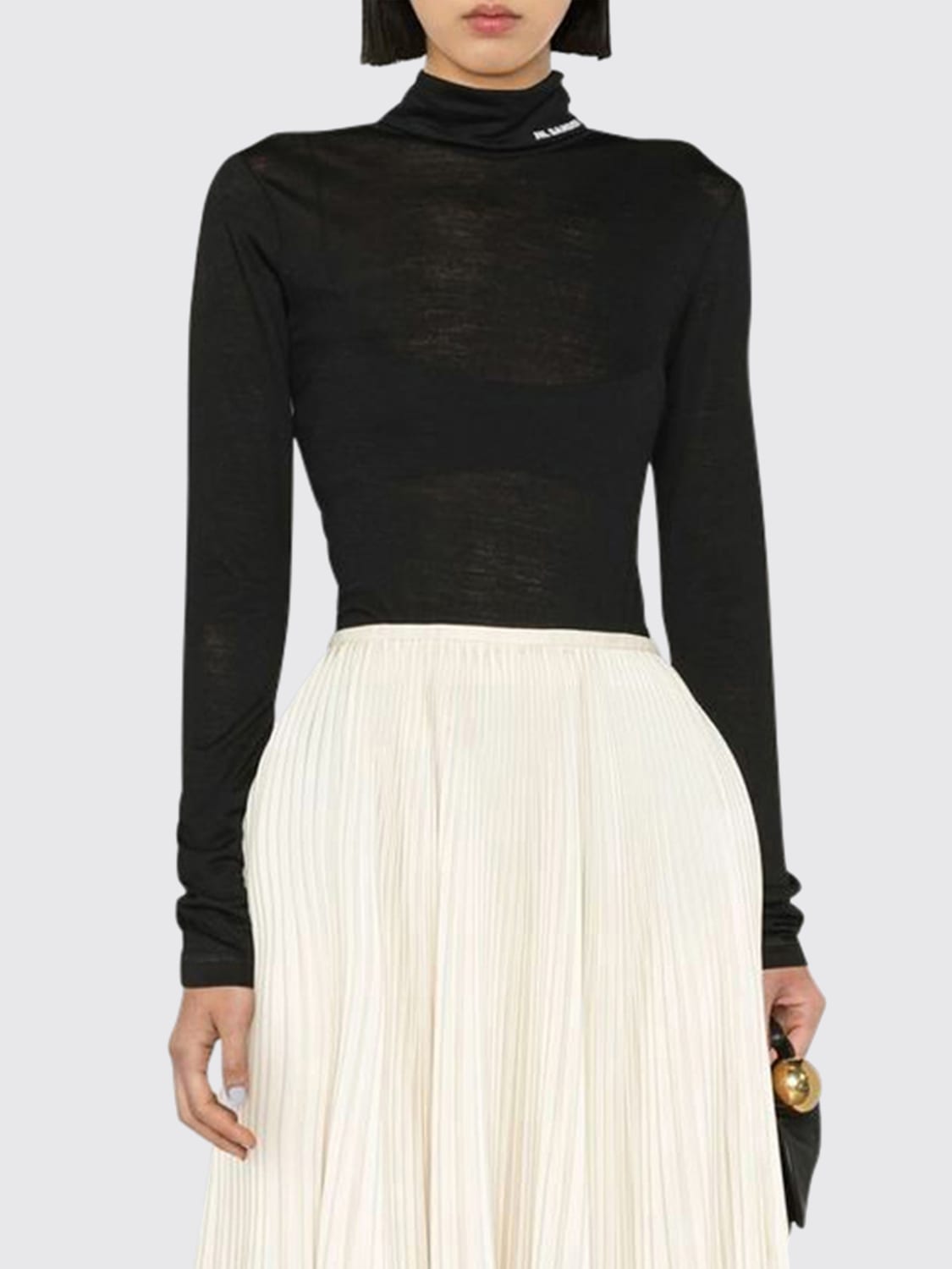 JIL SANDER MAGLIA: Maglia a dolcevita in misto lana vergine Jil Sander, Nero - Img 1