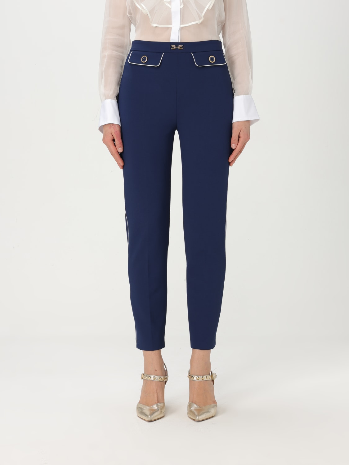 ELISABETTA FRANCHI TROUSERS: Trousers woman Elisabetta Franchi, Blue - Img 1