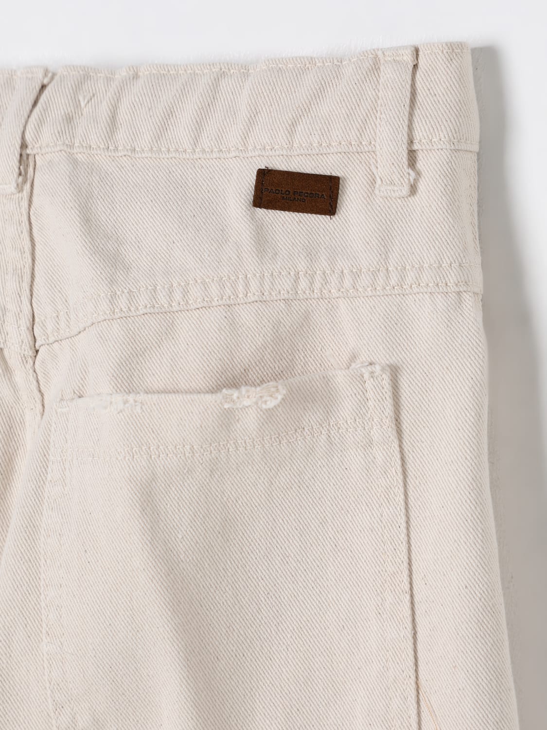 PAOLO PECORA JEANS: Jeans a 5 tasche in denim di cotone Paolo Pecora, Ecru - Img 3