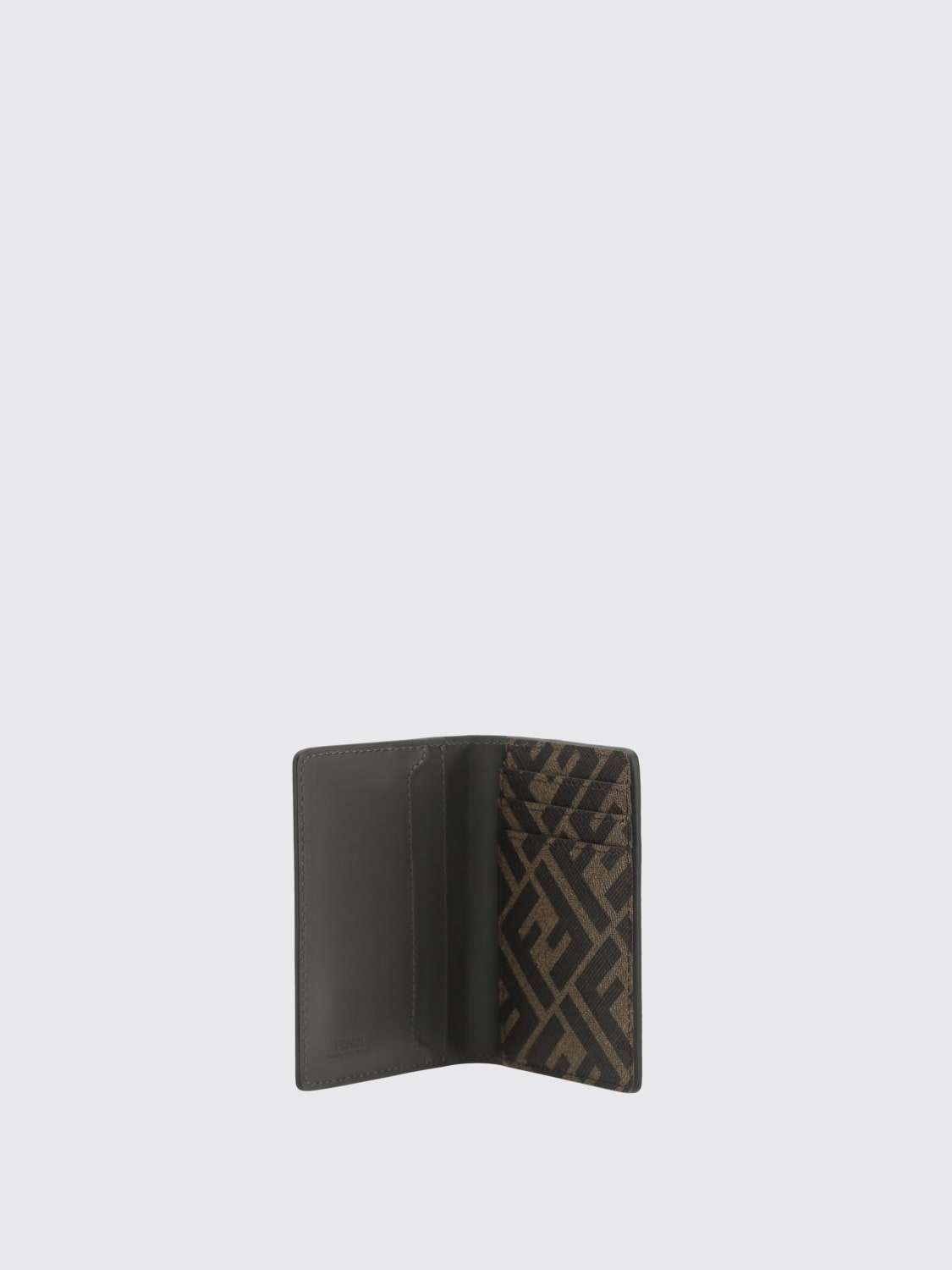 FENDI PORTAFOGLIO: Portacarte di credito Squared FF Fendi in pelle , Militare - Img 2