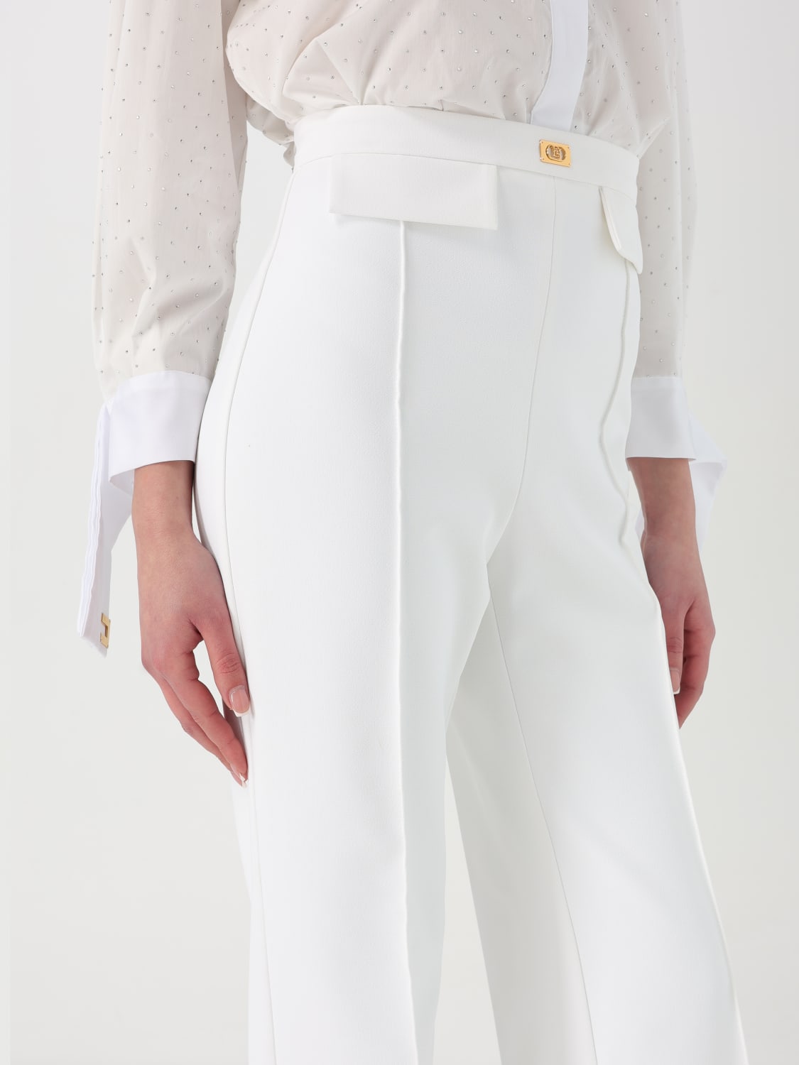パンツ ELISABETTA FRANCHI Woman Pants Ivory PA086 360 elisabetta-franchi.jpg