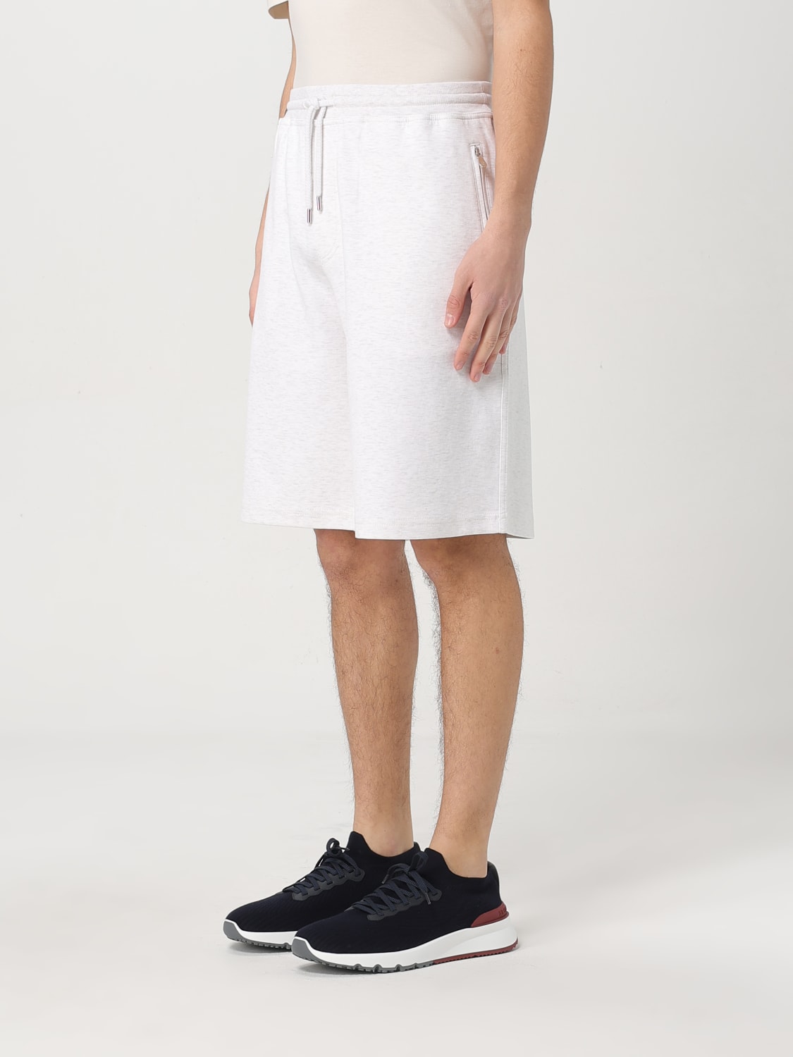 VIP【関税送料無料】希少 BRUNELLO CUCINELLI WHITE SHORTS BRUNELLO CUCINELLI Straight-Leg Mid-Length Logo-Embroidered