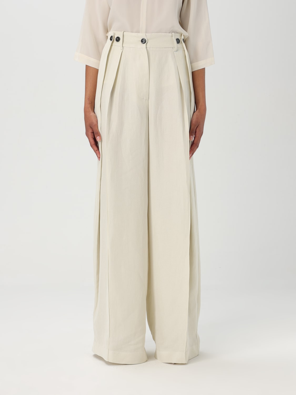 LIVIANA CONTI PANTALONE: Pantalone Liviana Conti in lino , Burro - Img 1