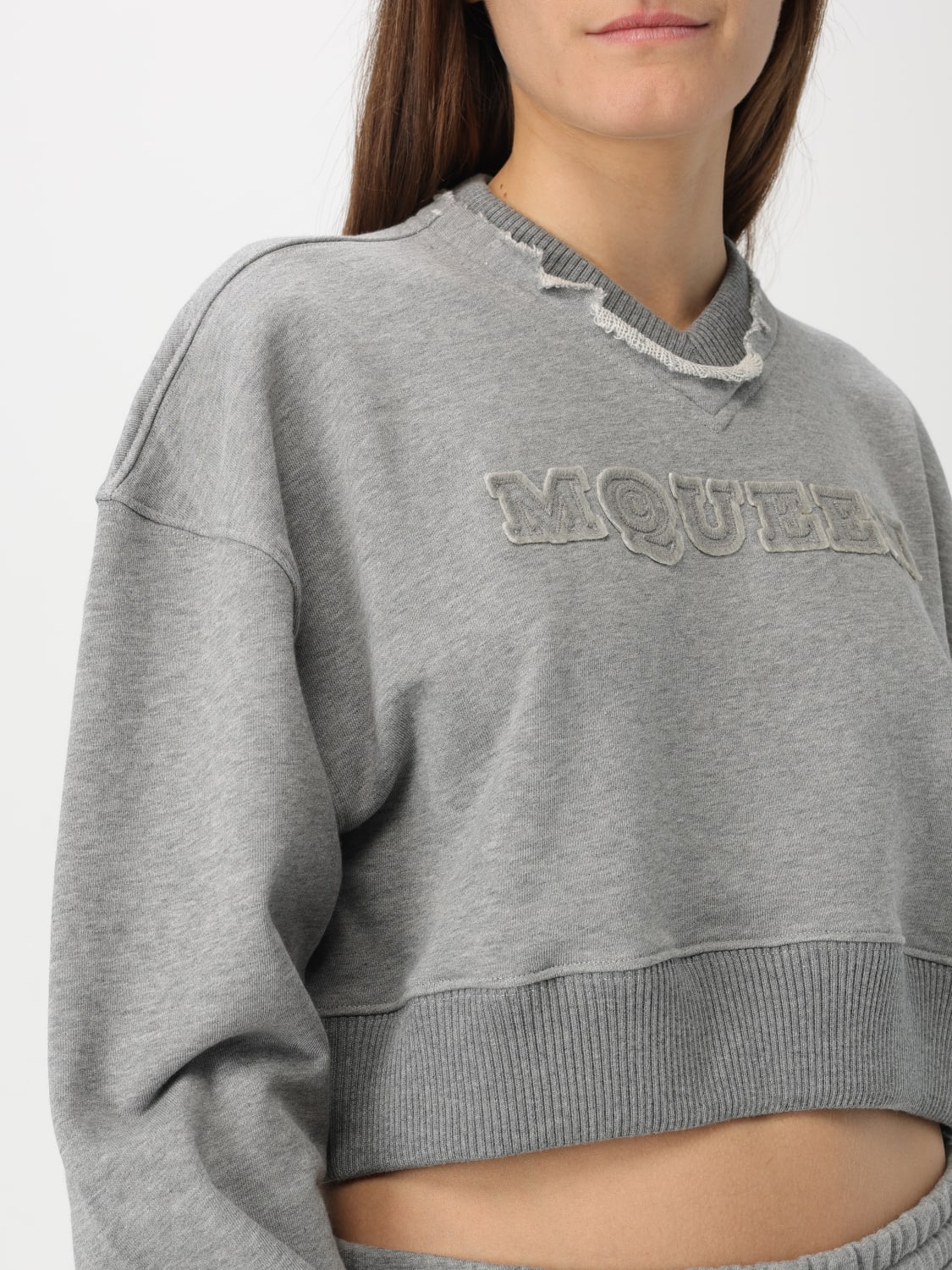 MCQUEEN SWEATSHIRT: Sweatshirt woman McQueen, Grey - Img 5