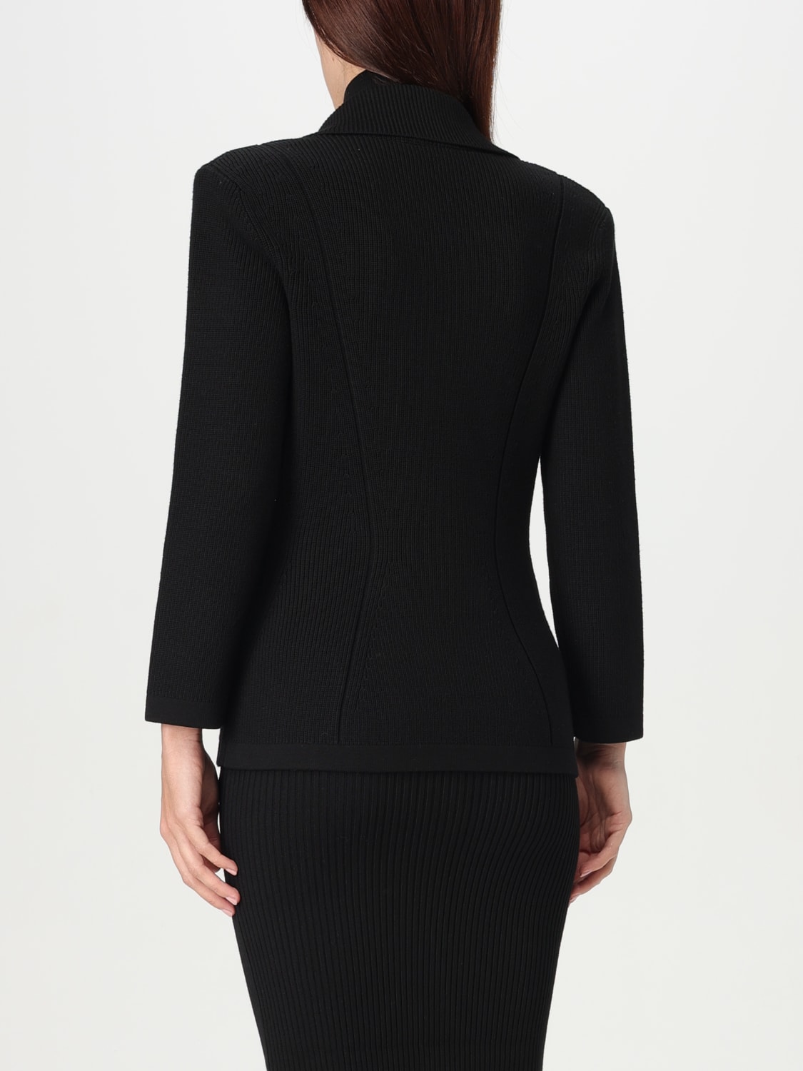 ELISABETTA FRANCHI: Blazer in maglia con fiocchi gioiello