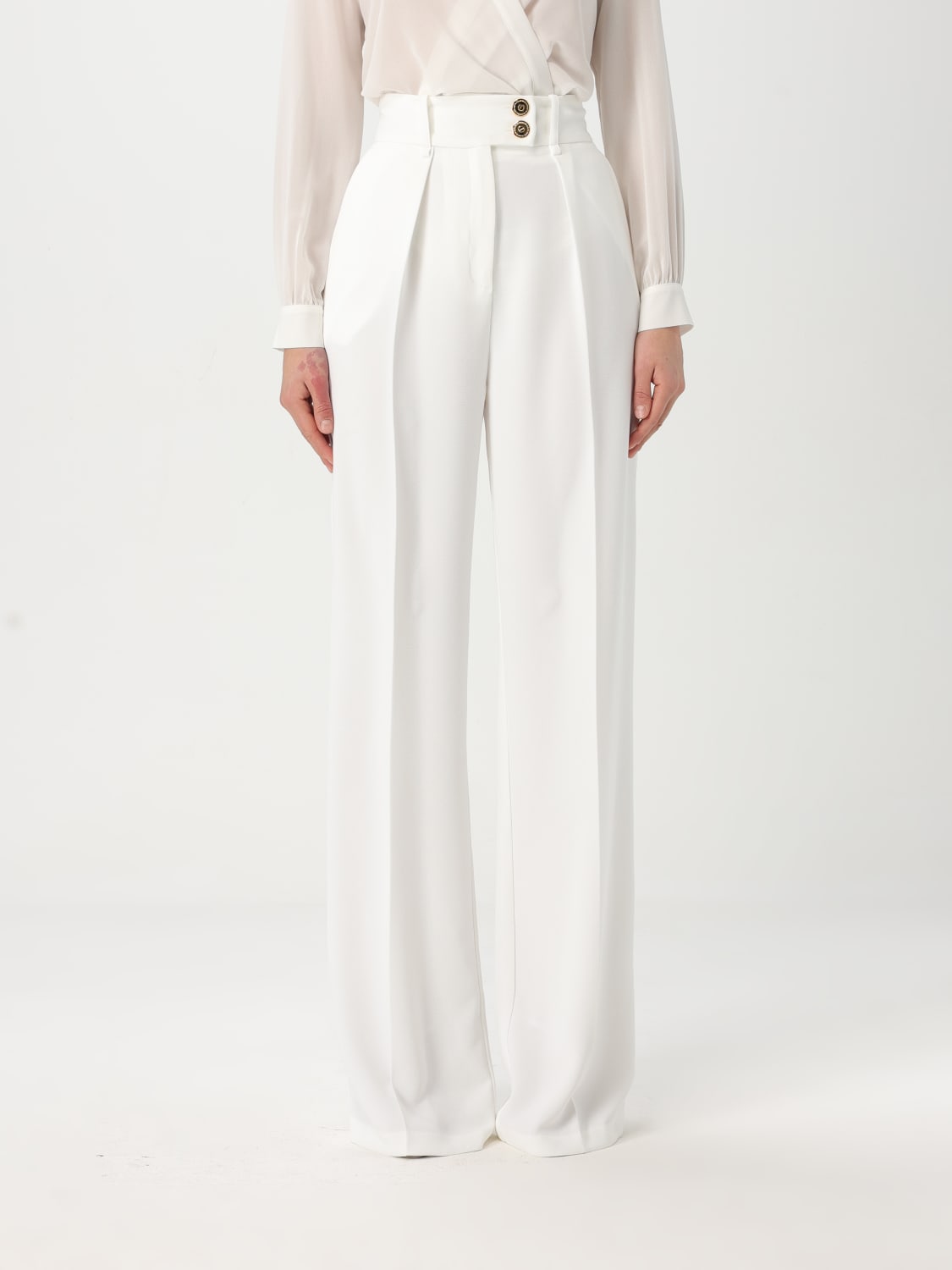 ELISABETTA FRANCHI TROUSERS: Trousers woman Elisabetta Franchi, Ivory - Img 1