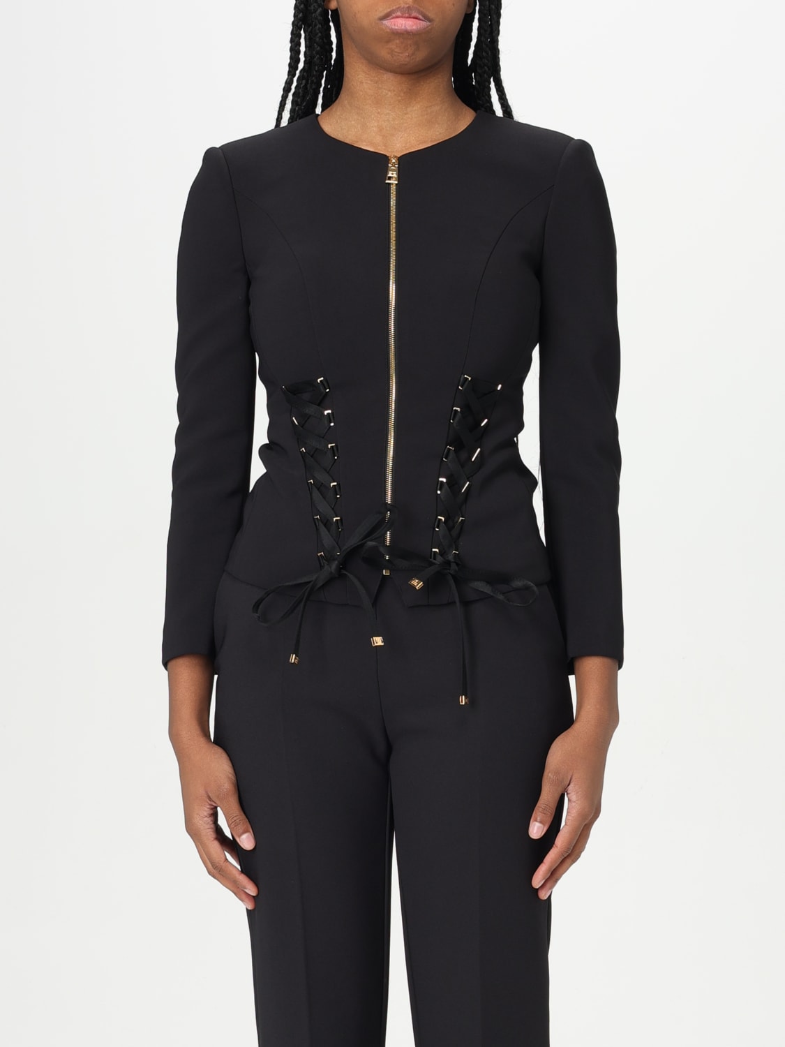 ジャケット ELISABETTA FRANCHI Woman Jacket Black GI135 110 ELISABETTA FRANCHI: crêpe jacket - Black | Elisabetta