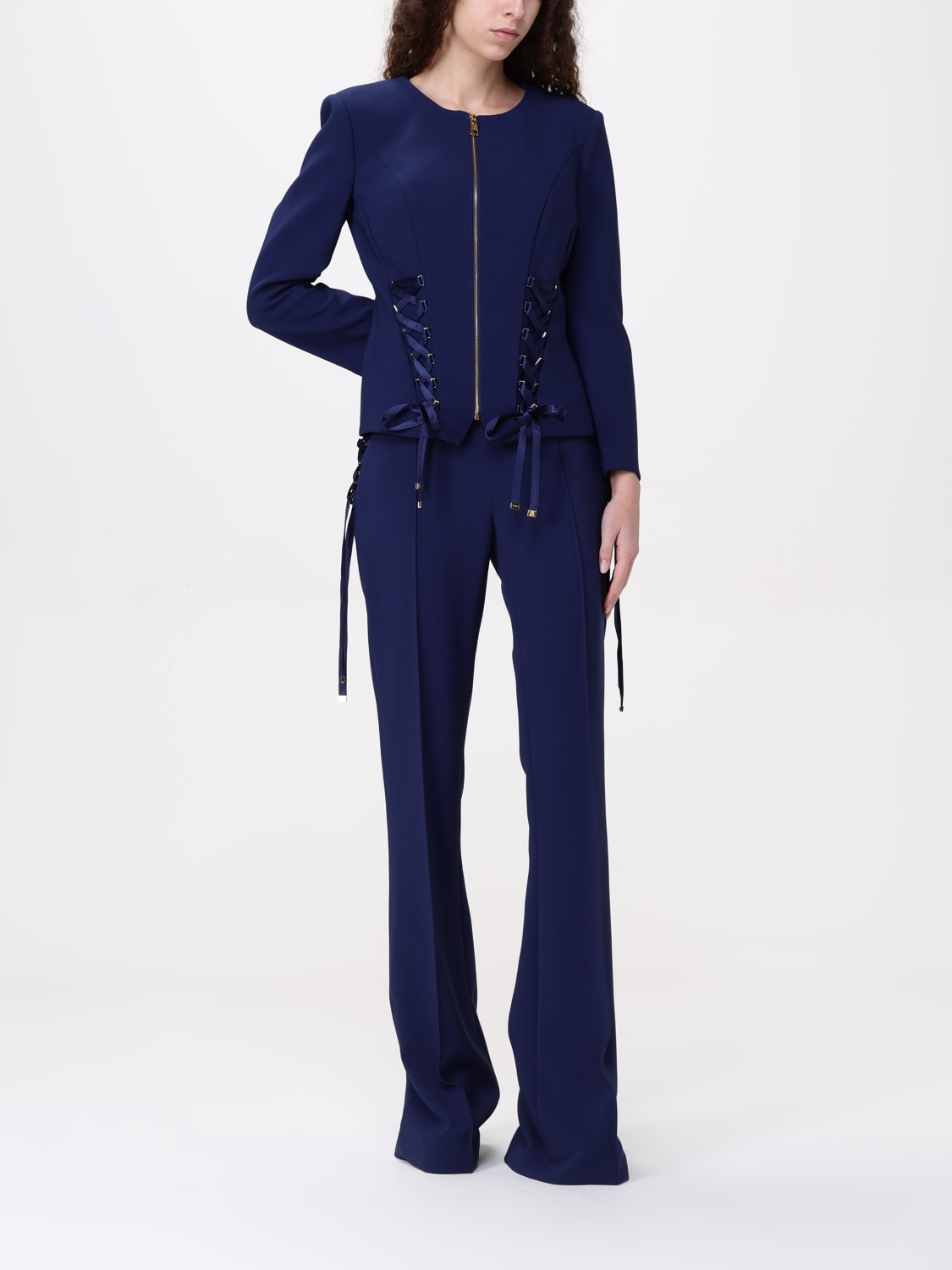 ELISABETTA FRANCHI JACKET: Elisabetta Franchi crêpe jacket, Blue - Img 2