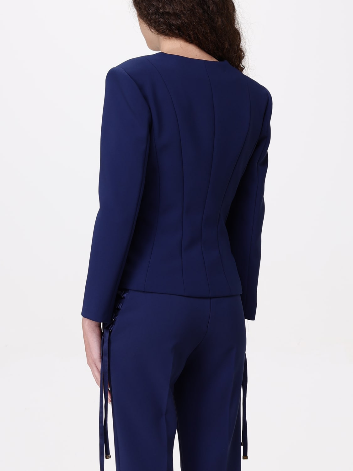 ELISABETTA FRANCHI JACKET: Elisabetta Franchi crêpe jacket, Blue - Img 3