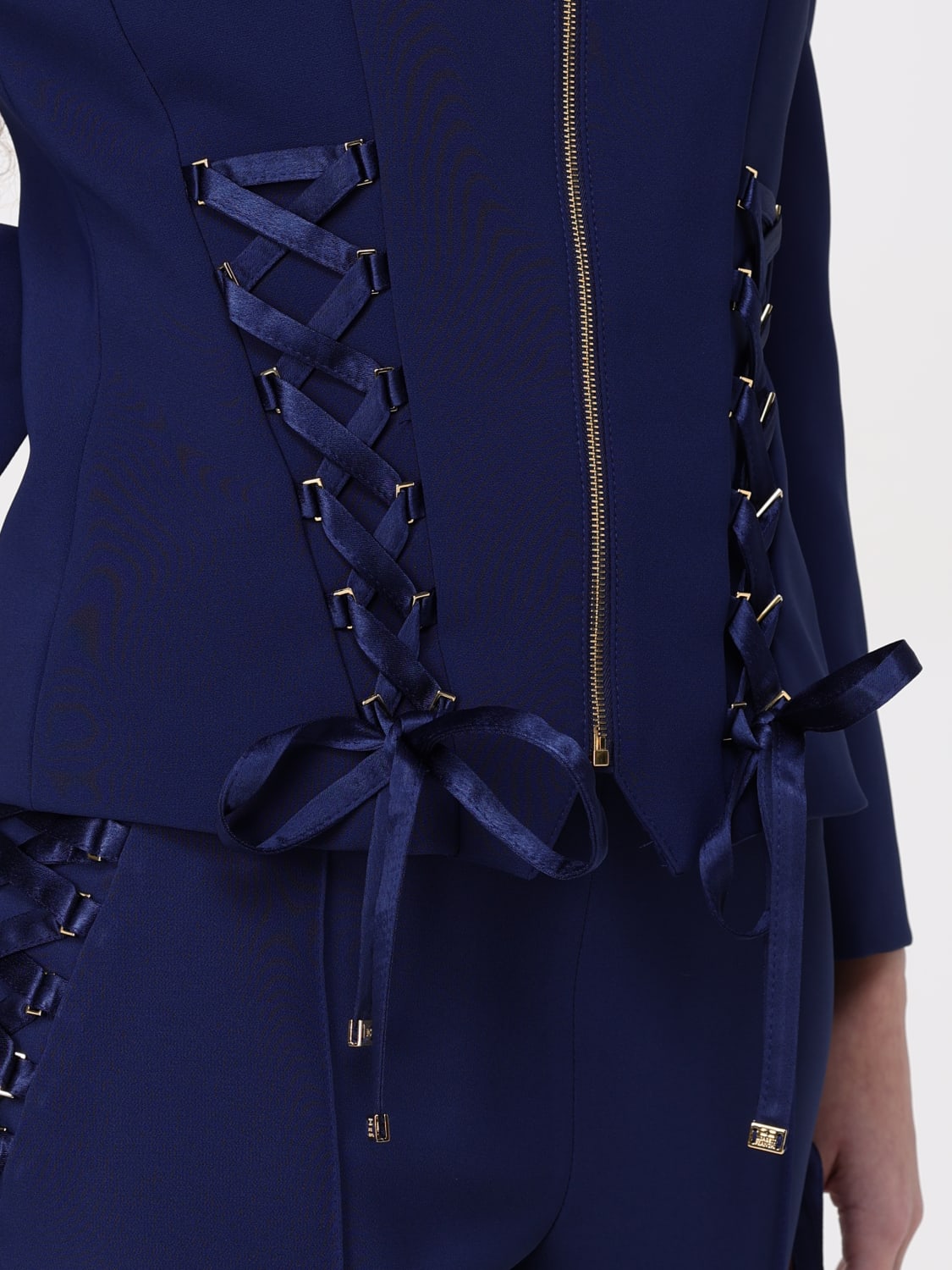 ELISABETTA FRANCHI JACKET: Elisabetta Franchi crêpe jacket, Blue - Img 5