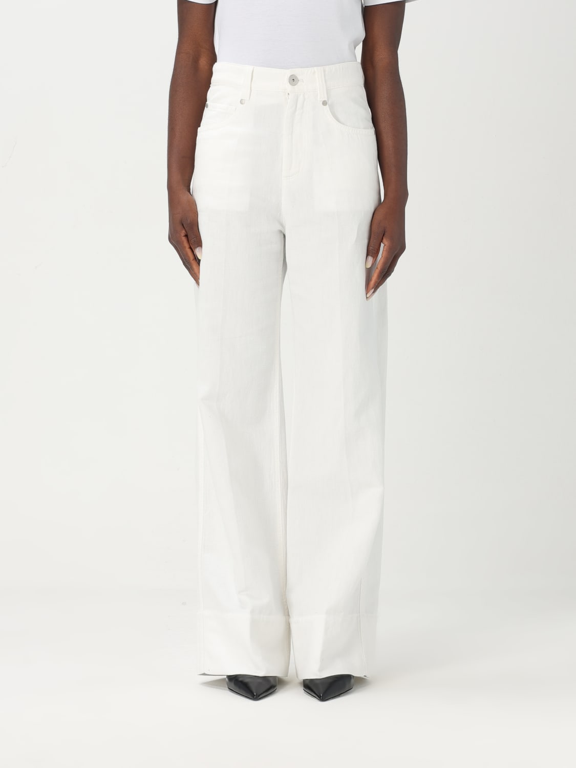 パンツ BRUNELLO CUCINELLI Women Straight Pants ML996P5992 C600 Whit BRUNELLO CUCINELLI: Pants woman - Beige | Brunello Cucinelli