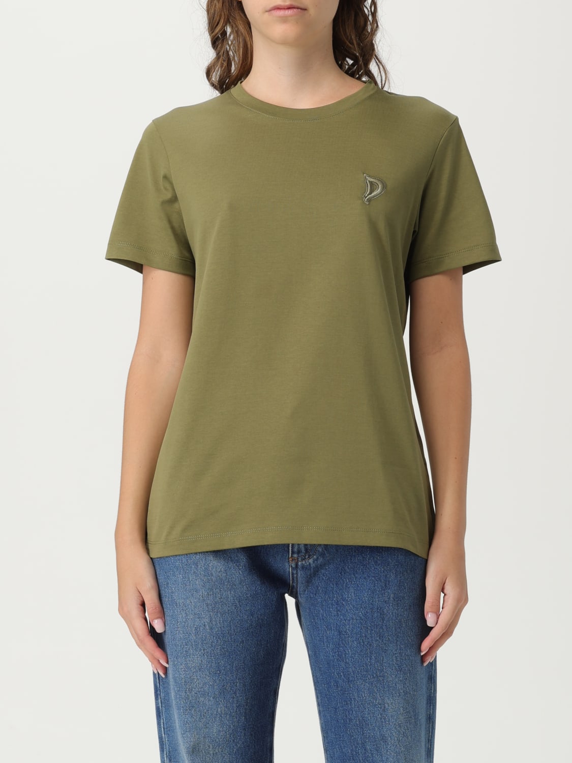 Tシャツ・カットソー DONDUP Woman T-Shirt Green S746JF0271DFZ4 633 DONDUP: T-shirt basic con logo - Verde | T-Shirt Dondup