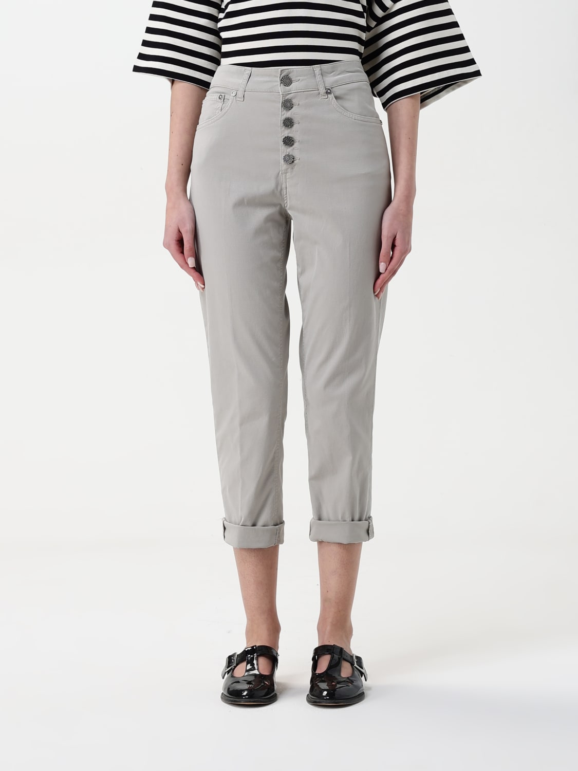 DONDUP PANTALONI: Jeans cropped Dondup in denim , Grigio - Img 1