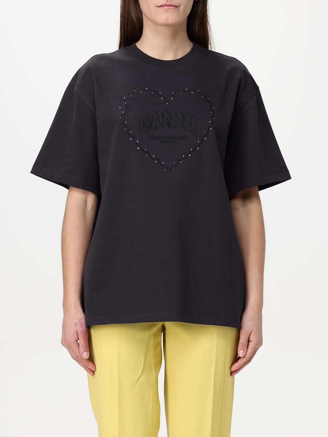 Tシャツ・カットソー GANNI Woman T-Shirt Black T4057 252 GANNI: T-shirt woman - Black | Ganni t-shirt T4057 online at
