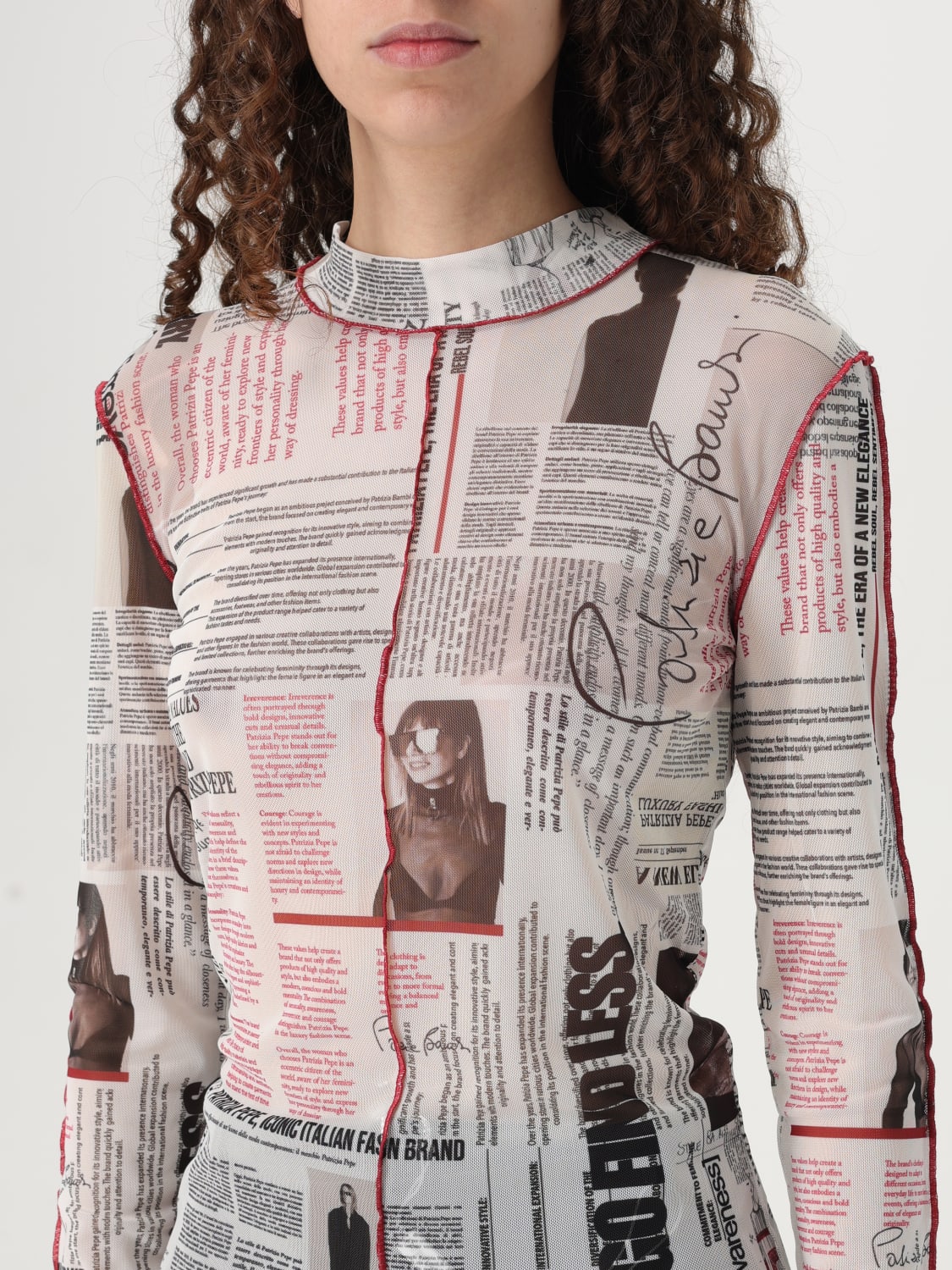 PATRIZIA PEPE MAGLIA: Maglia in tulle a lupetto Patrizia Pepe, Bianco - Img 3