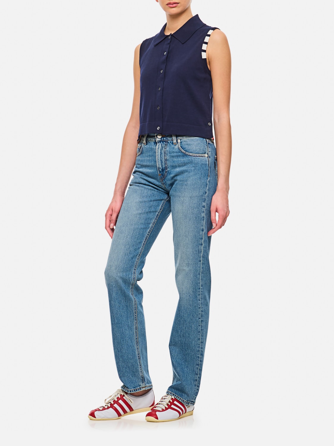 アウターその他 THOM BROWNE Woman Waistcoat Blue FKL002AY3036 415 THOM BROWNE: Top woman - Blue | Thom Browne waistcoat