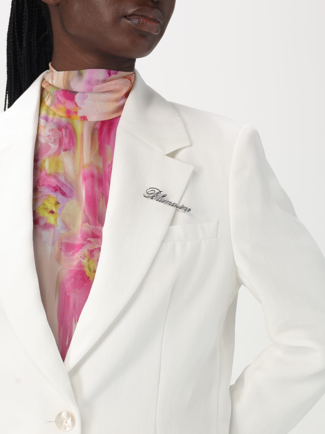 BLUMARINE: Blazer in misto viscosa - Bianco | Blazer Blumarine