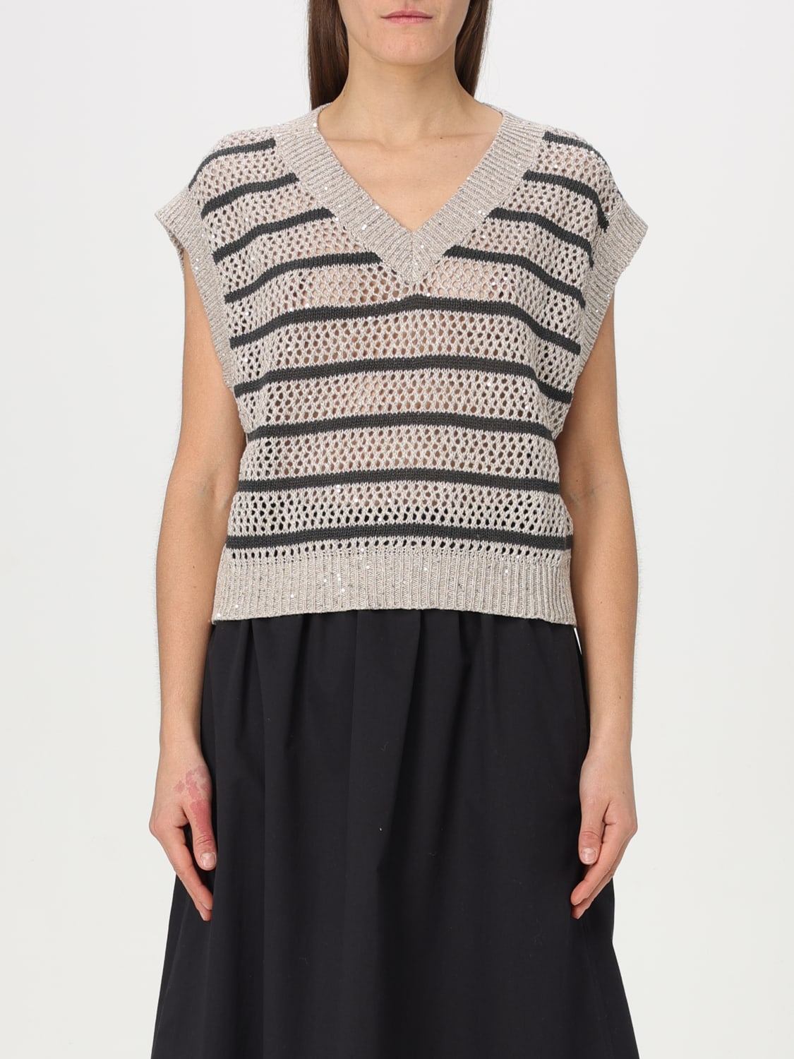 アウターその他 BRUNELLO CUCINELLI Woman Waistcoat Blue MCO558902 BRUNELLO CUCINELLI: Sweater woman - Multicolor | Brunello