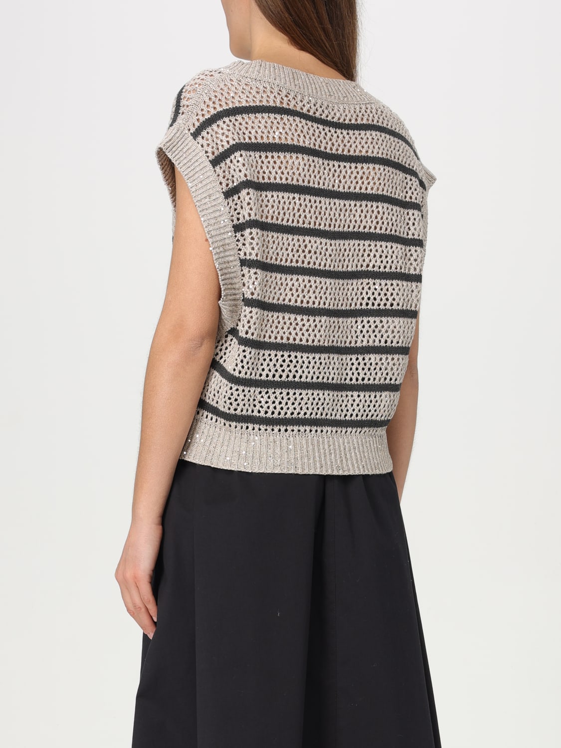 BRUNELLO CUCINELLI WAISTCOAT: Sweater woman Brunello Cucinelli, Multicolor - Img 3