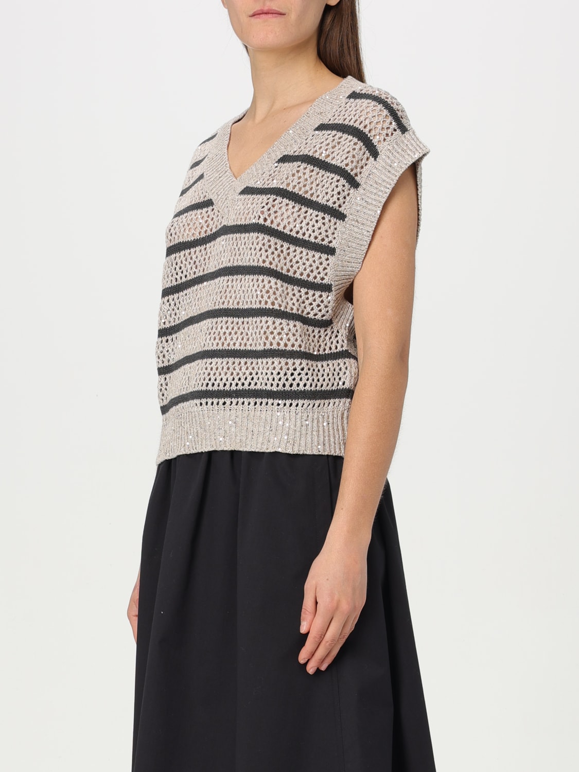 BRUNELLO CUCINELLI WAISTCOAT: Sweater woman Brunello Cucinelli, Multicolor - Img 4