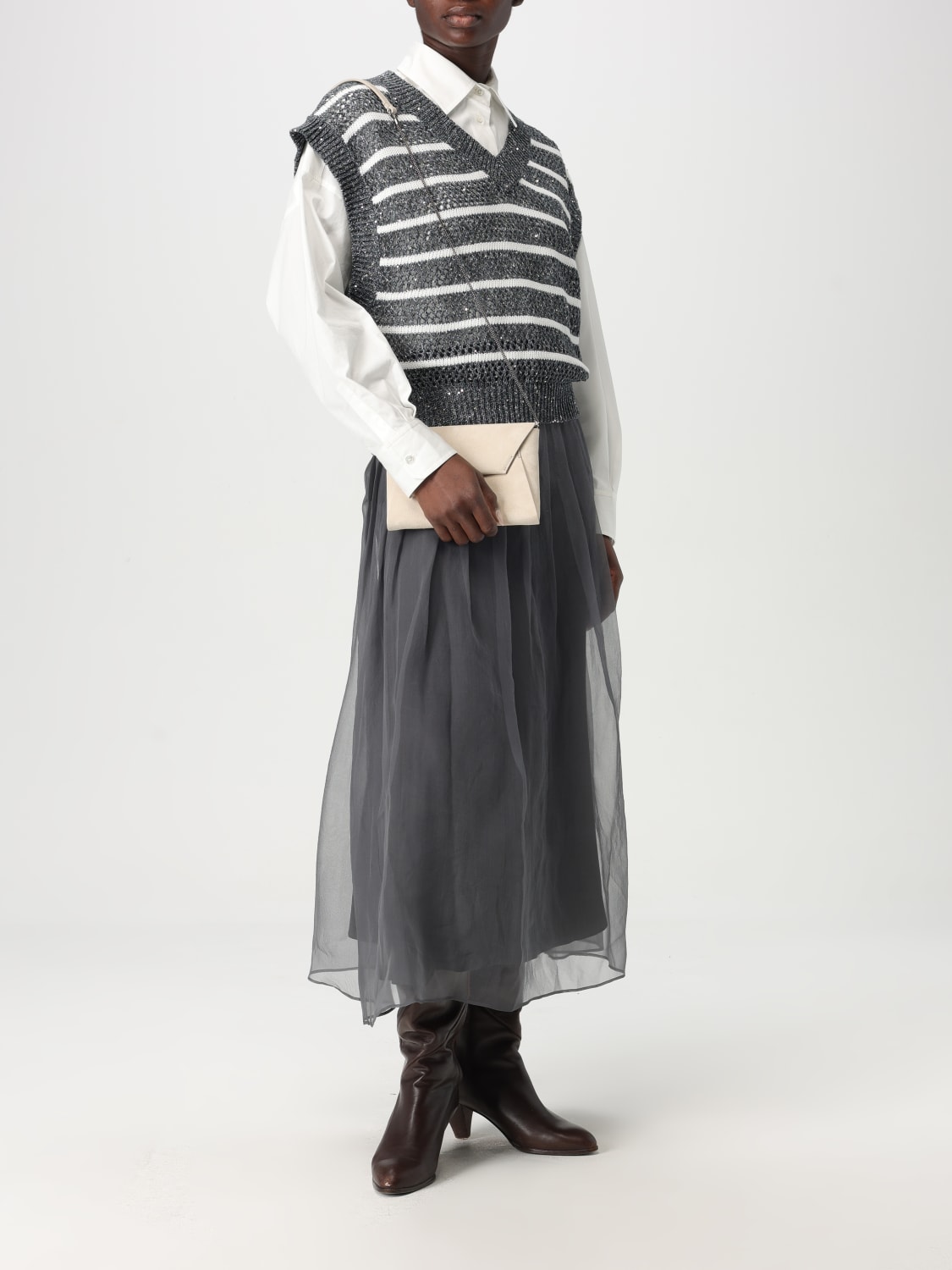 アウターその他 BRUNELLO CUCINELLI Woman Waistcoat Blue MCO558902 BRUNELLO CUCINELLI: Sweater woman - Blue | Brunello