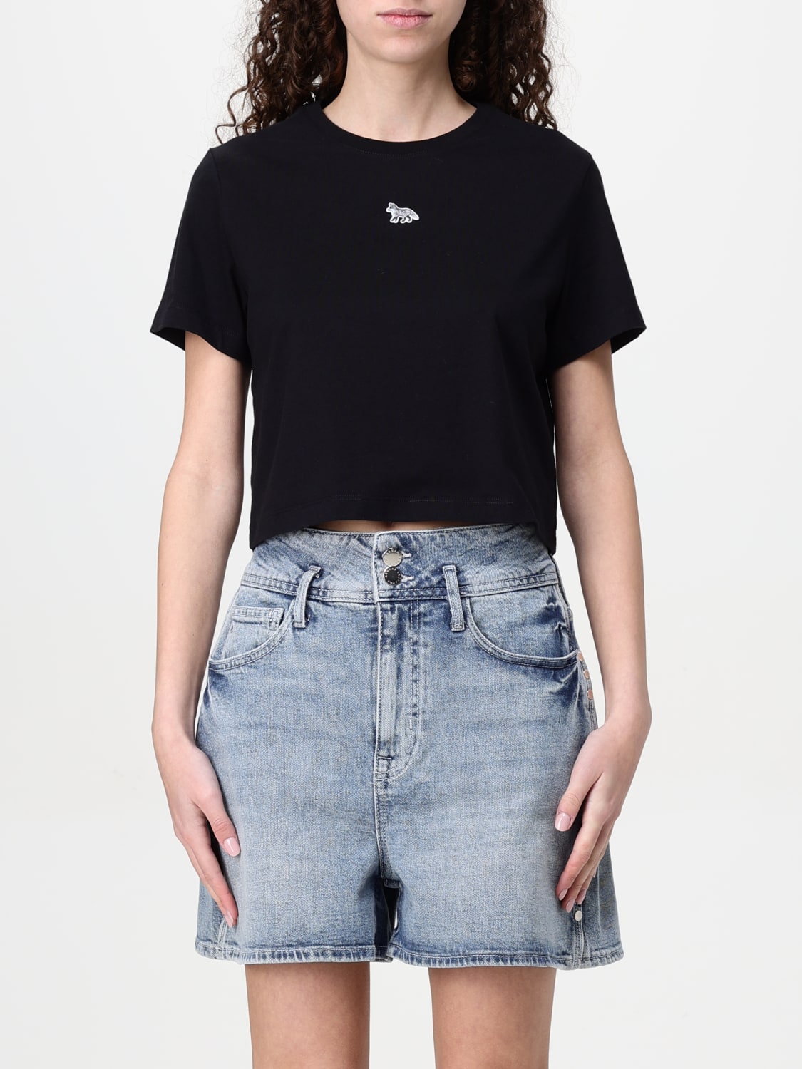 Tシャツ・カットソー MAISON KITSUNE Woman T-Shirt Blue OW00111KA0026 0243 FOX HEAD PATCH CLASSIC TEE-SHIRT | Maison Kitsuné