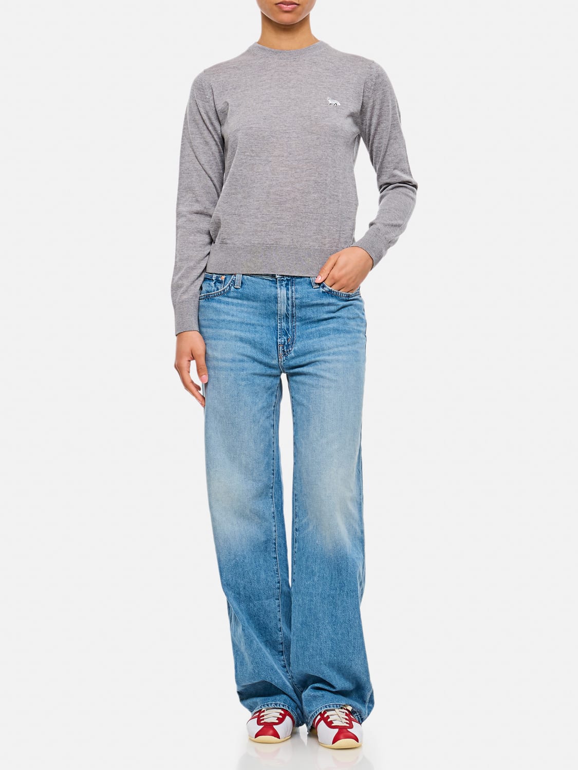 MAISON KITSUNÉ PULLOVER: Pullover damen Maison KitsunÉ, Grau - Img 2