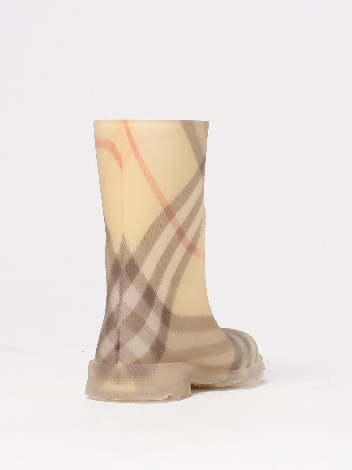 BURBERRY SCARPE: Stivale da pioggia Vintage Check Burberry in gomma stampata , Giallo - Img 3