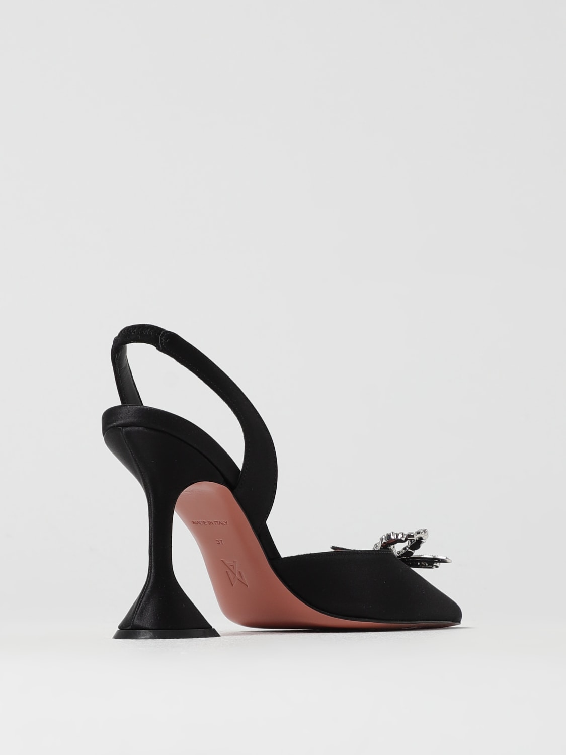 AMINA MUADDI: Slingback Rosie in raso con fiocco gioiello - Nero |  D�collet� Amina Muaddi ROSIESLING online su GIGLIO.COM