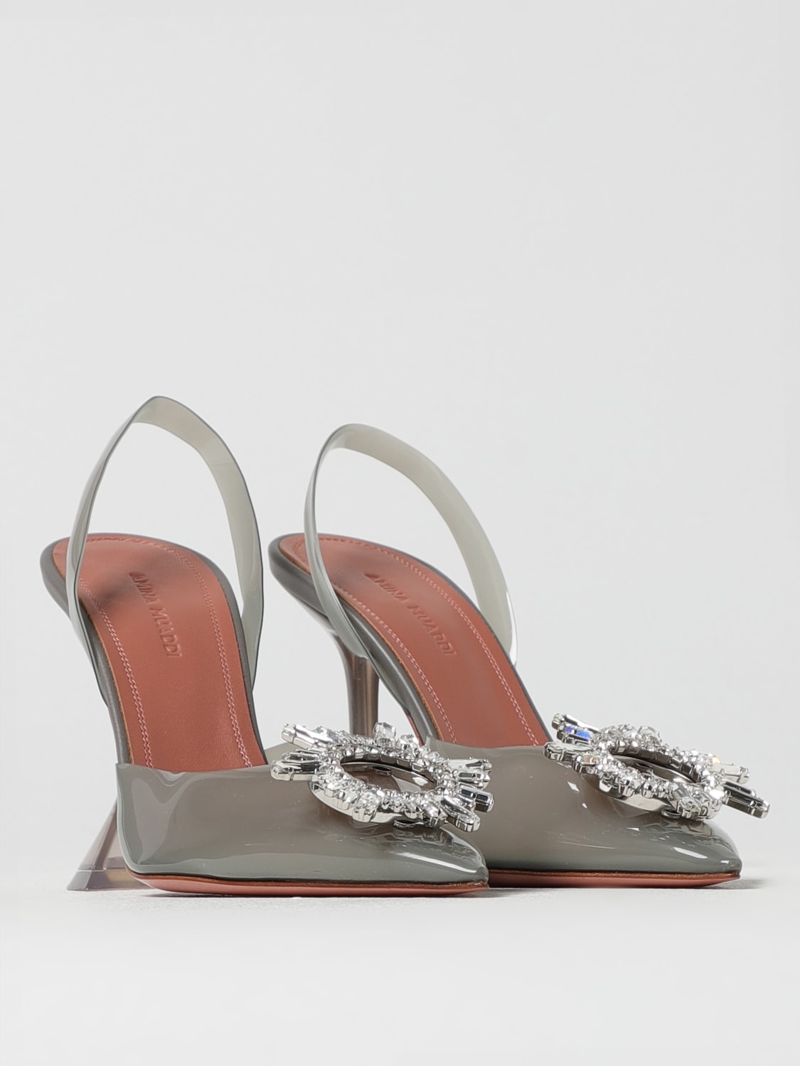 シューズ・サンダルその他 AMINA MUADDI Woman Pumps Grey BEGUMGLASSSLING MILKYGREY Amina Muaddi | Begum 95 sling crystal embellished PVC