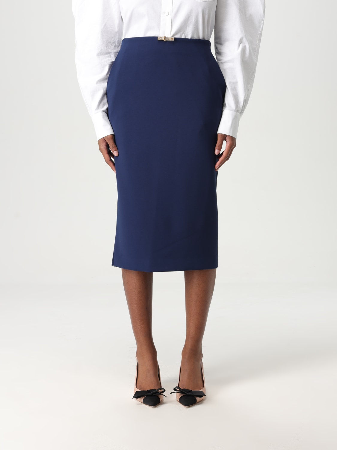 スカート ELISABETTA FRANCHI Woman Skirt Blue GO122 DC8 ELISABETTA FRANCHI: Skirt woman - Blue | Elisabetta Franchi
