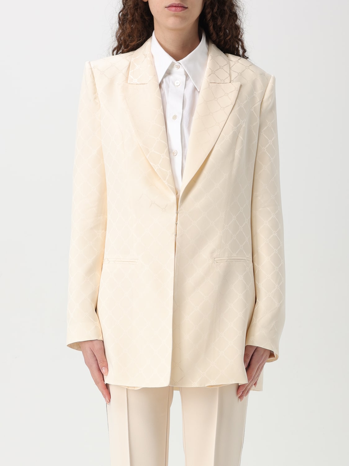 アウターその他 ELISABETTA FRANCHI Woman Blazer Butter GI153 193 ELISABETTA FRANCHI: single-breasted satin jacquard blazer