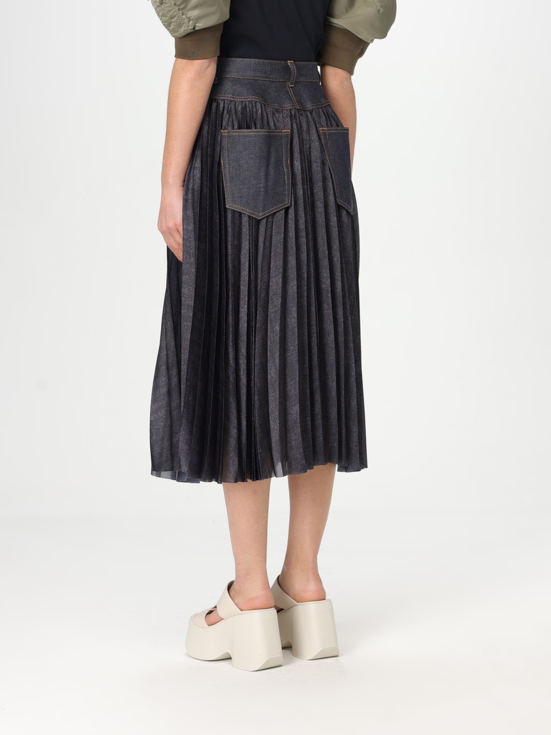 ミニスカート SACAI Women Mini Skirts 25 07718 499 BLUE Sacai Pleated Mini Skirt Size 0-5