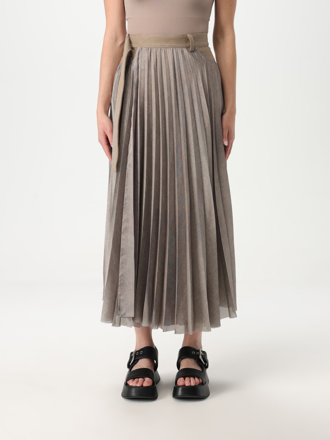 スカート SACAI Long pleated skirt Beige Cotton Gabardine Skirt – La Garçonne