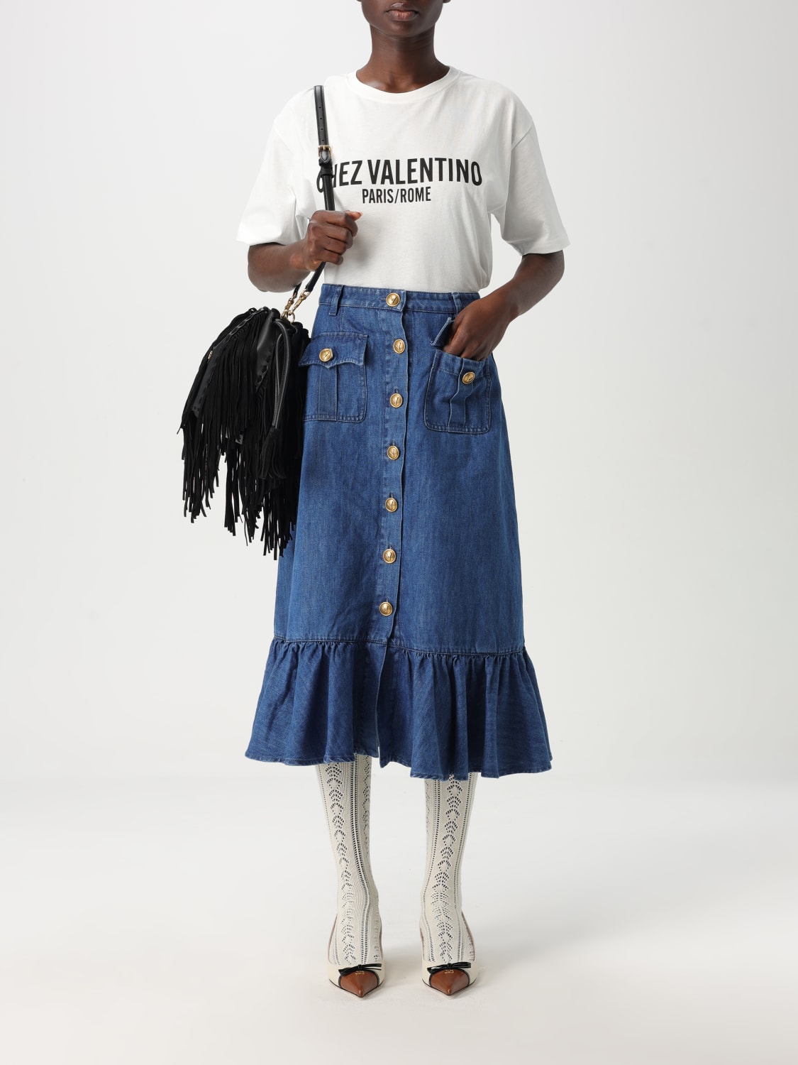 VALENTINO SKIRT: Skirt woman Valentino, Blue - Img 2