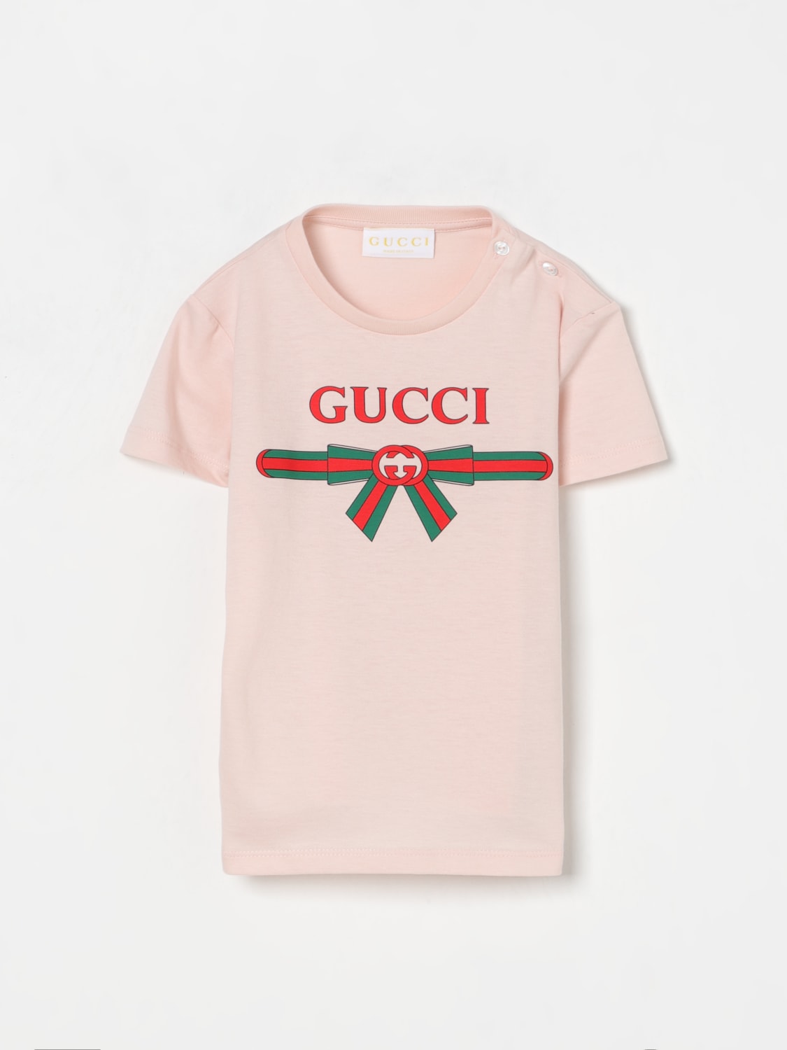 GUCCI T-SHIRT: T-shirt in cotone con logo Gucci, Rosa - Img 1