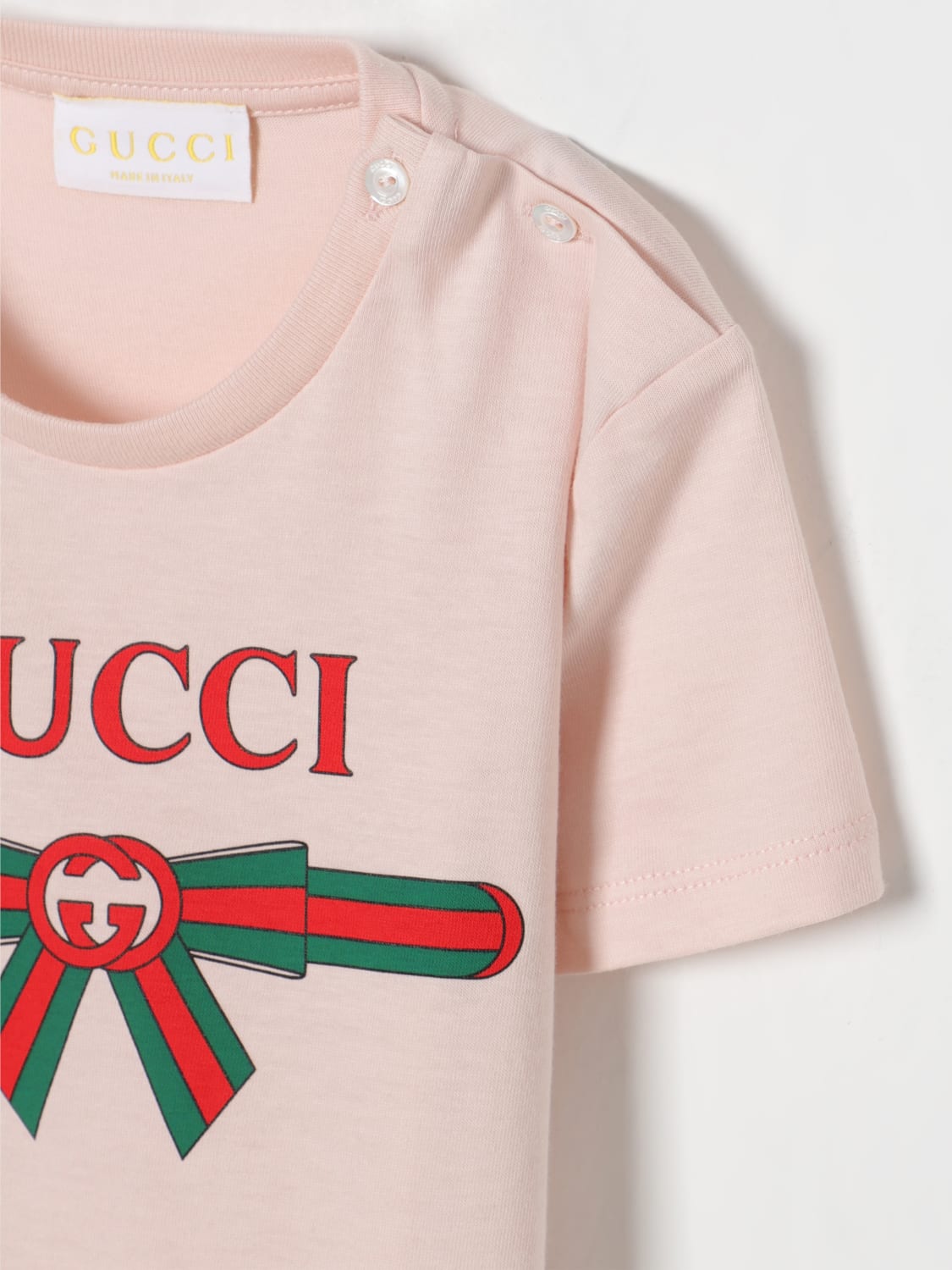 GUCCI T-SHIRT: T-shirt in cotone con logo Gucci, Rosa - Img 3