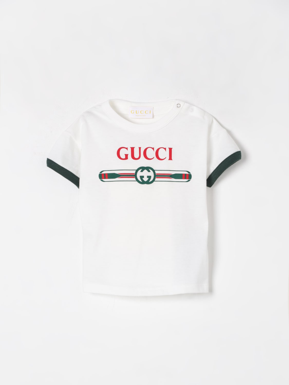 GUCCI T-SHIRT: T-shirt in cotone con logo Gucci, Bianco - Img 1