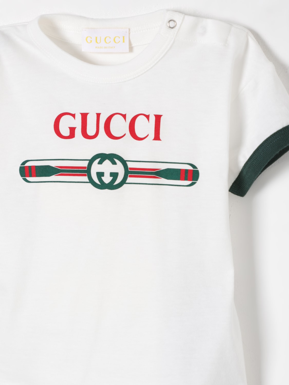 GUCCI T-SHIRT: T-shirt in cotone con logo Gucci, Bianco - Img 3