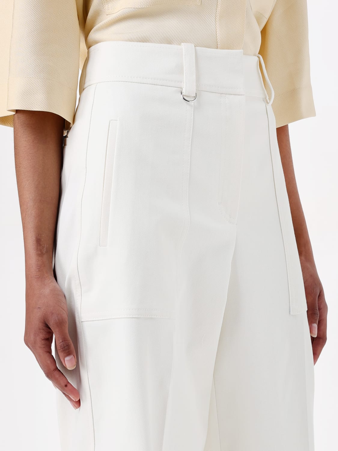 パンツ BOSS Woman Pants White 50533234 118 BOSS - Loose-fit cargo trousers in stretch-cotton twill - White