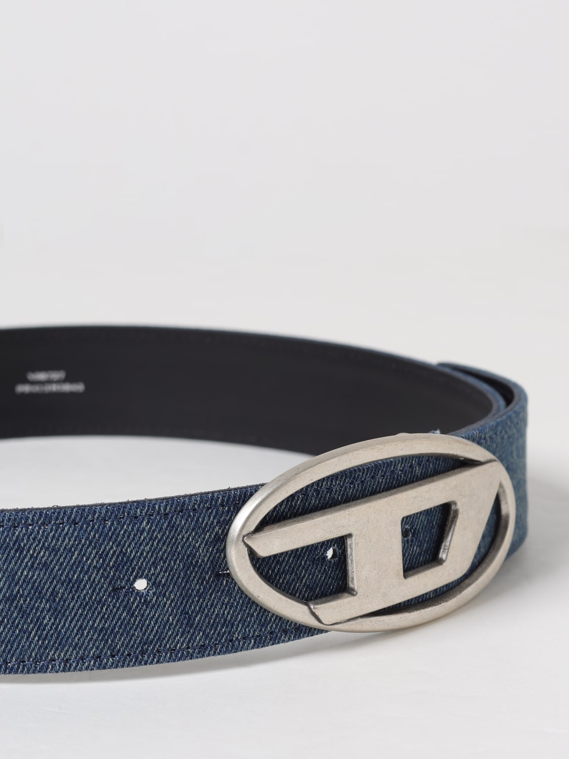 ディーゼル　レディース　ベルト 1023　サイズ80　シルバー　ロゴ DIESEL】ウィメンズ ベルト｜デニム・レザー・ビスコース