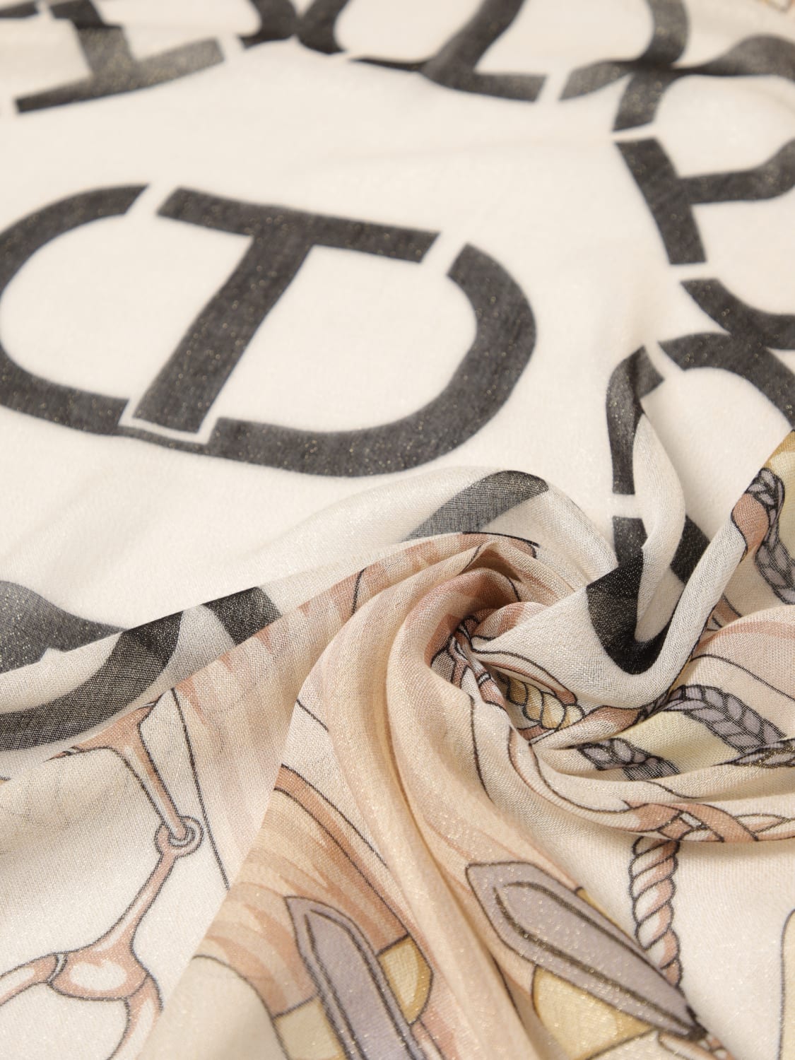 TWINSET SCIARPA: Sciarpa Twinset in viscosa con stampa catene, Fa01 - Img 3