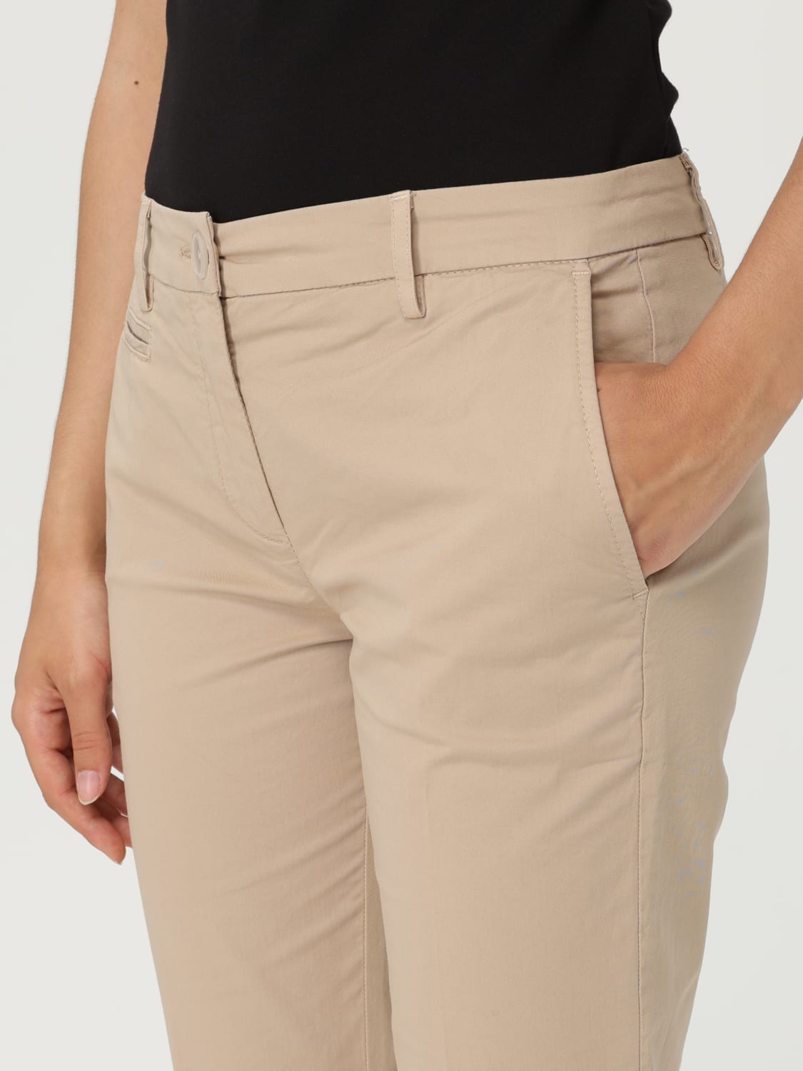 TWINSET PANTALONI: Pantalone cropped Twinset in cotone stretch , Corda - Img 3