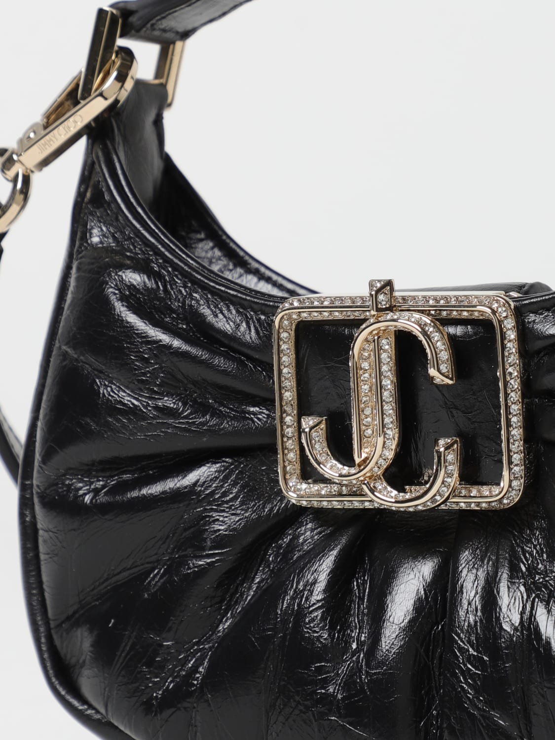 トートバッグ JIMMY CHOO Women Bags EDIE HOBO MINI DAOBLACK LIGHT GOLD Bla JIMMY CHOO | Mini Edie Hobo Bag | Women | Black/Gold
