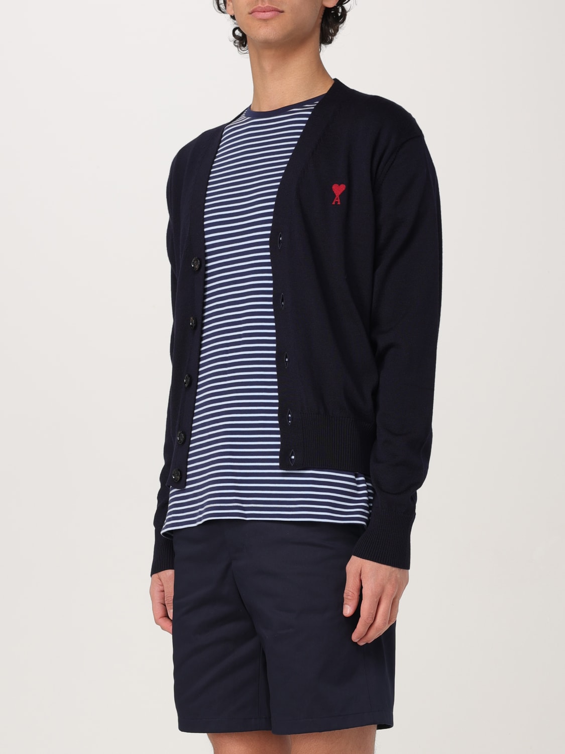 AMI PARIS: Cardigan men - Blue | Ami Paris sweater BFHKC111KN0025