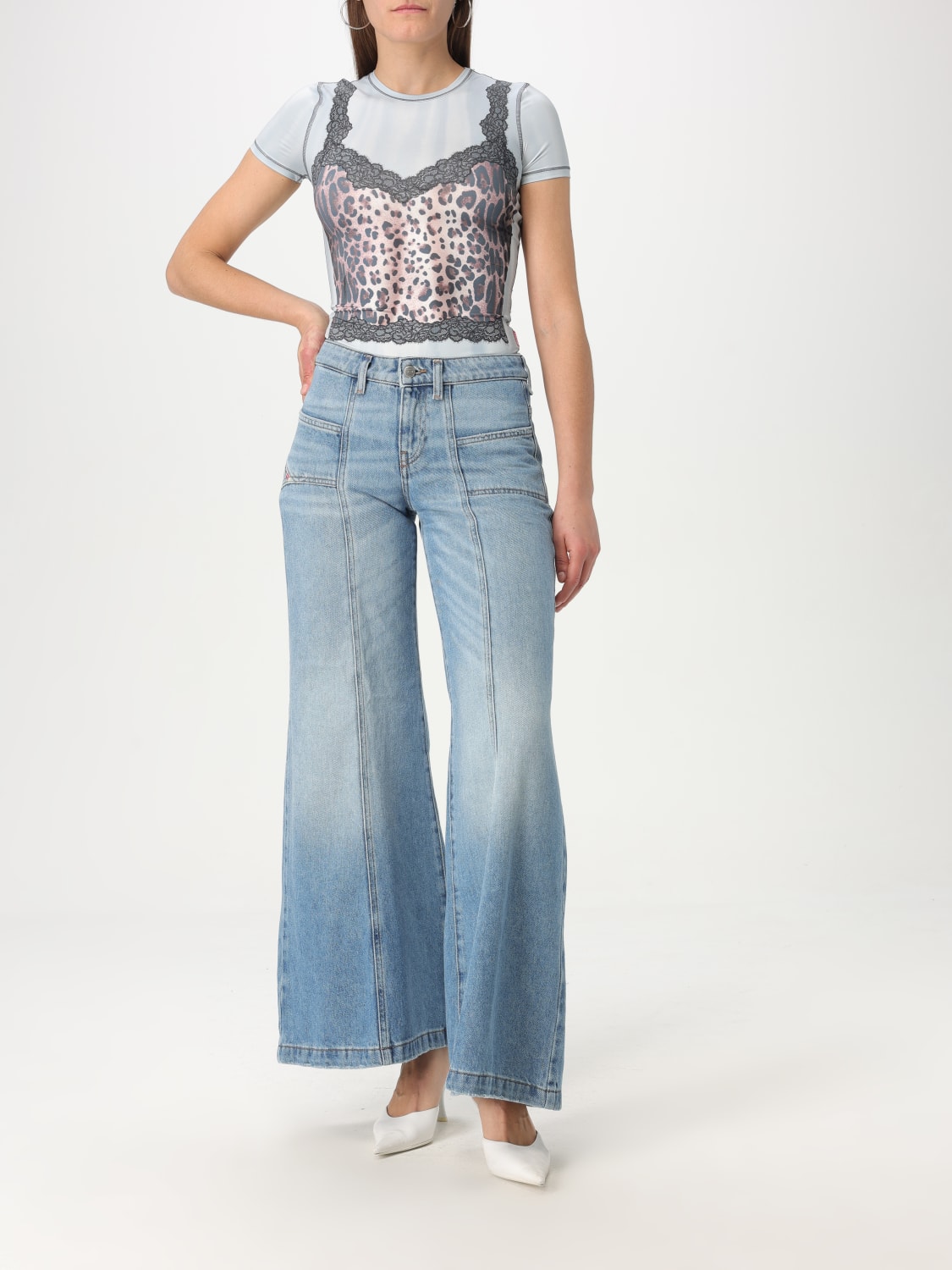 Tシャツ・カットソー DIESEL Woman T-Shirt Sky Blue A166030CLBP 8PDA DIESEL: T-shirt woman - Sky Blue | Diesel t-shirt